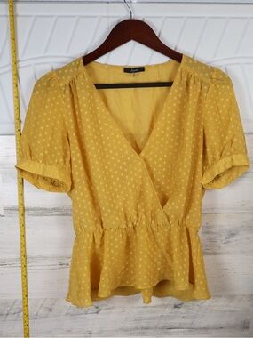 Soprano Yellow Polka Dot Peplum Blouse